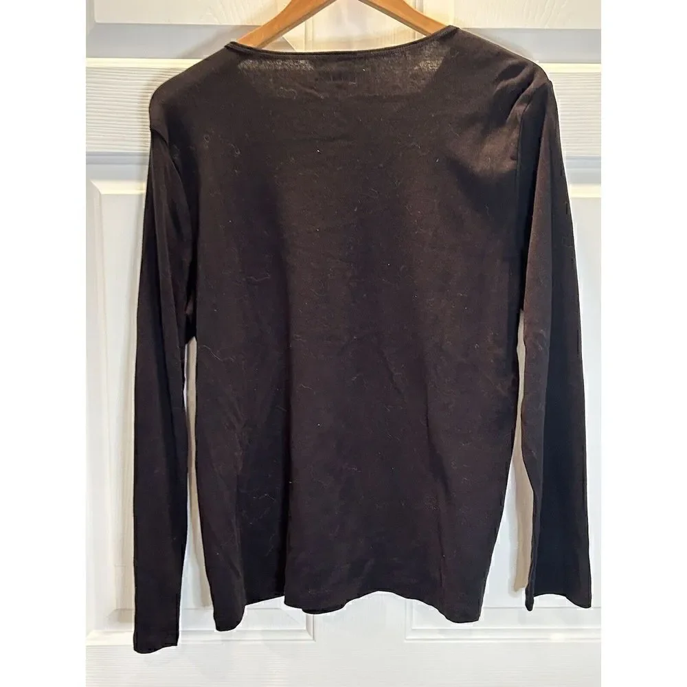 Liz Claiborne Top T-shirt Women's Size XXL Long Sleeve Pullover Black